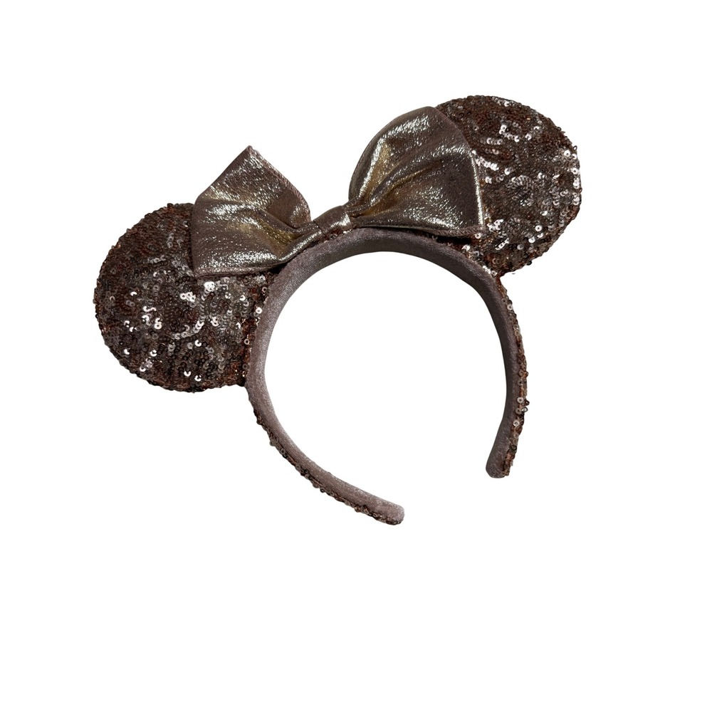 Disney Ears Headband Briar Rose Gold EUC Sequin Metallic Bow Minnie Mouse OS